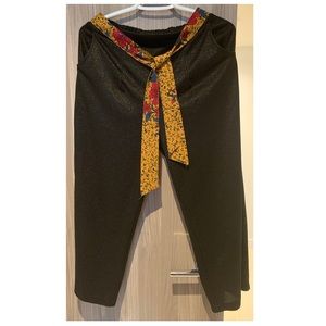 Shimmery black 3/4 pants with orange belt (Large)